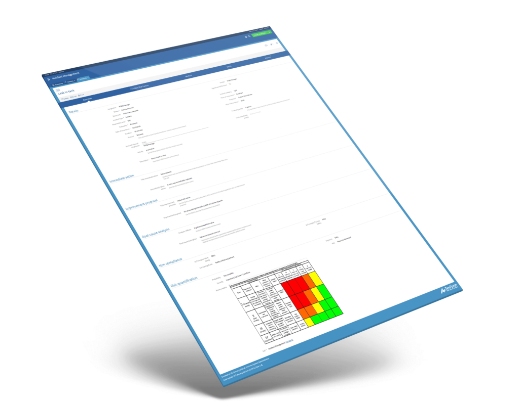 A mockup showing TenForce's Incident Management software.