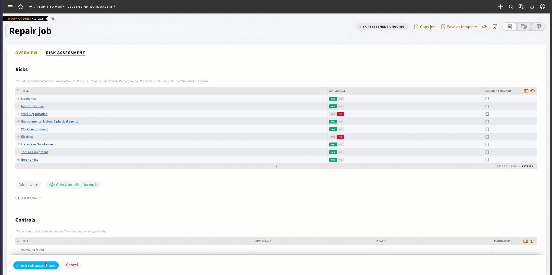 TenForce users can now create hazard interactions so that unsafe work can either be stopped in the planning phases, or extra controls added.