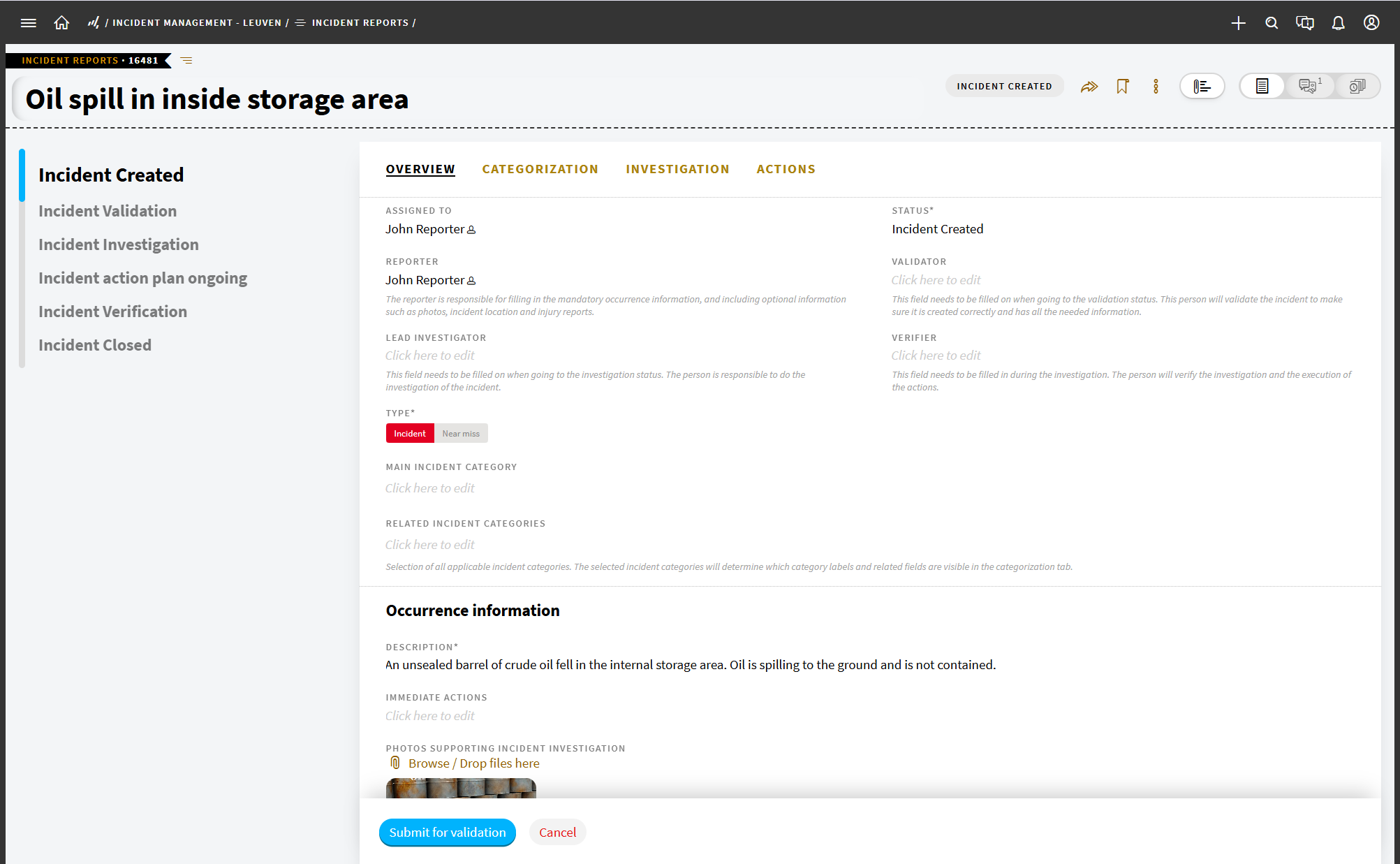 Screenshot of TenForce's new Flow Panel in Incident Management