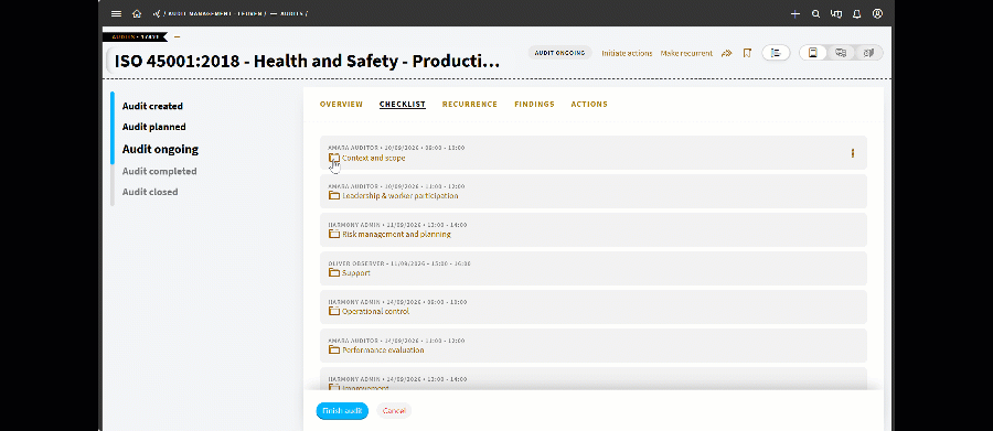 A demo of how to create a finding in an audit, so that it is clear what action should happen next.